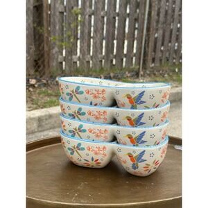Temp-tations Seasonal 5pc Divided Serving Bowls Hummingbird Floral Oven Microwav